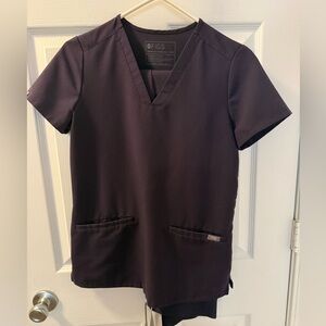 Figs Eggplant V-Neck Scrub Top